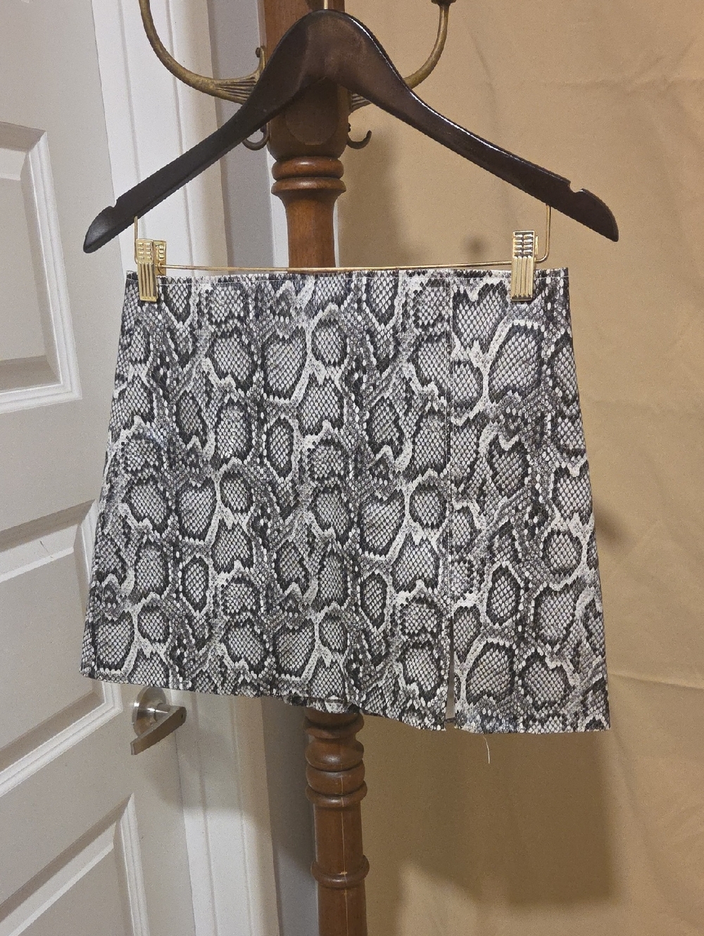 Olivaceous Snake-Print Mini Skirt — Black & White